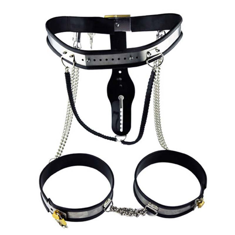 Chained Thigh High Chastity Belt And Cuffs Female Chastity Play Toys