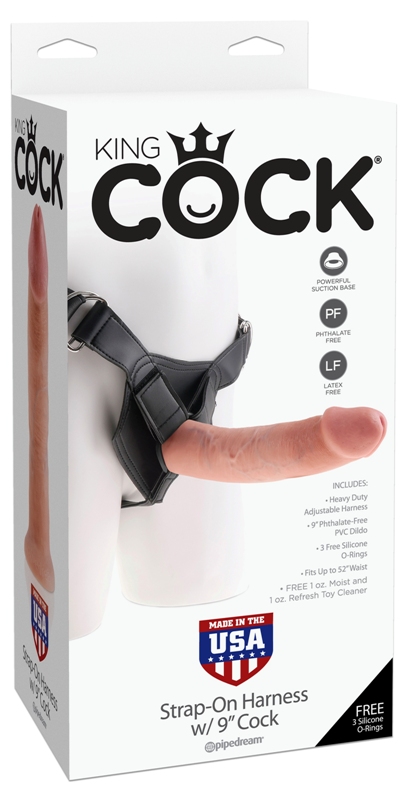 King Cock Strap-On Harness with 9 inch Cock