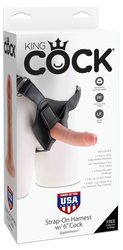 King Cock Strap-On Harness with 6 inch Cock