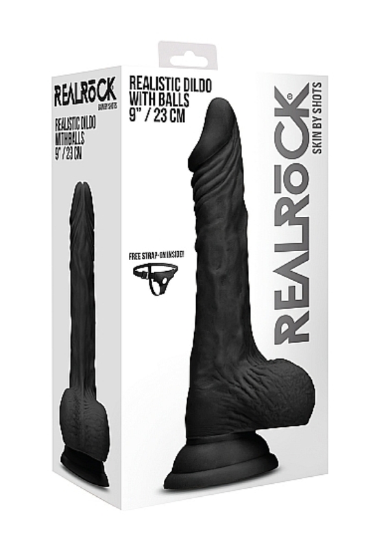 Realrock Skin Dildo with Balls Black