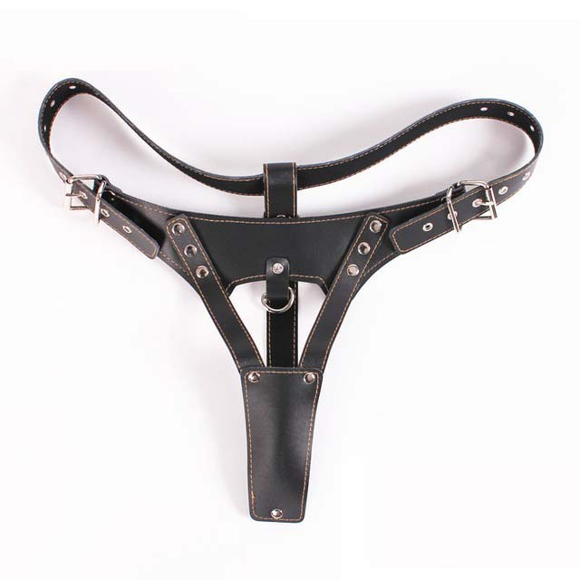 Faux Leather Vibrating Panty Straps