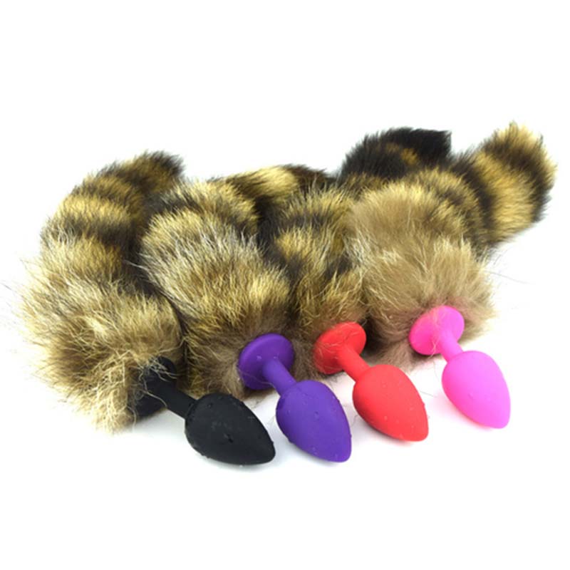 Silicone Butt Plug With Fox Tail Large