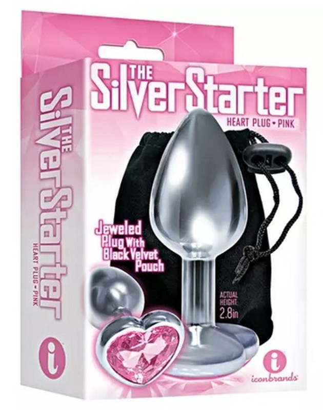 The 9's Silver Starter Heart Jewelled Plug