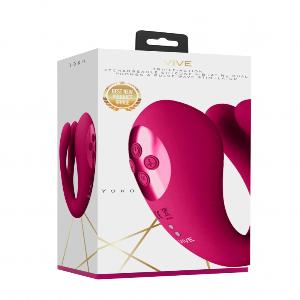 Yoko - Triple Action Vibrator Dual Prongs with Clitoral Wave